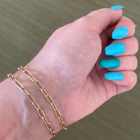 🍀Lucky Brand🍀 Yellow Gold Elliptical Paperclip Necklace Or Dbl Wrap Bracelet - Picture 6 of 16